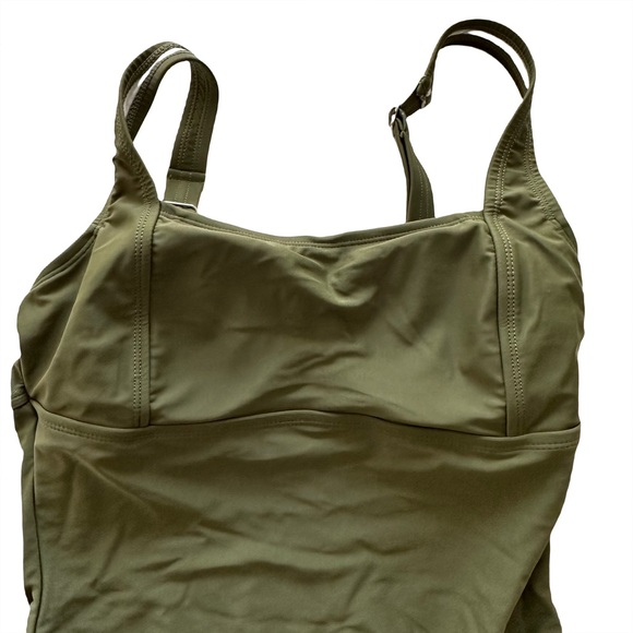 Women's Vintage Padded Push up One Piece Olive Green Swimsuit Size S - Picture 3 of 5